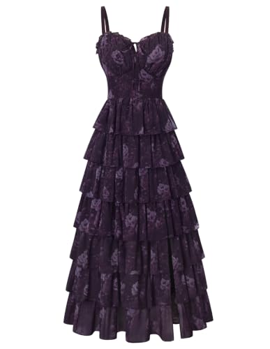flowy dress - dark purple floral