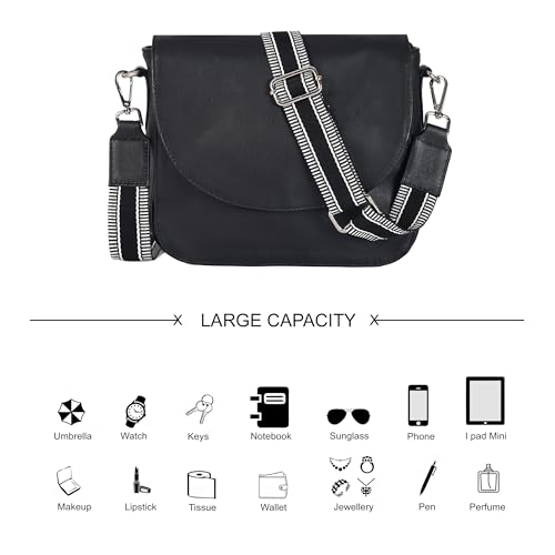 Image of Genuine Leather Shoulder Crossbody Purse For Women with Adjustable Strap, Mobile Pocket & Outside & Inside Zipper