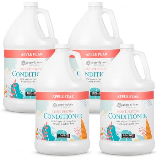 Image of Ginger Lily Farms Botanicals Moisturizing Conditioner for Dry Hair, 100% Vegan & Cruelty-Free, Apple Pear Scent, 1 Gallon (Pack of 4)
