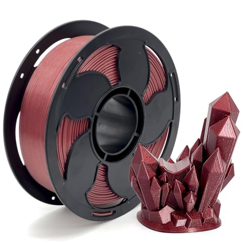 Image of Metal Wine Red Glitter PETG 1.75mm 1kg Shiny Smooth 3D Filament FDM AMS | Metallic finish Shiny Glitter surface High intensity Toughnes enhanced No tangle 1kg spool 2.2lbs for Printer Bambu Prusa