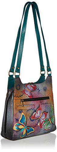 Anna By Anuschka Womens Anna Anuschka Genuine Leather Medium Hobo-Butterfly Paradise Satchel Bag, Butterfly Paradise, One Size Us #TOP2