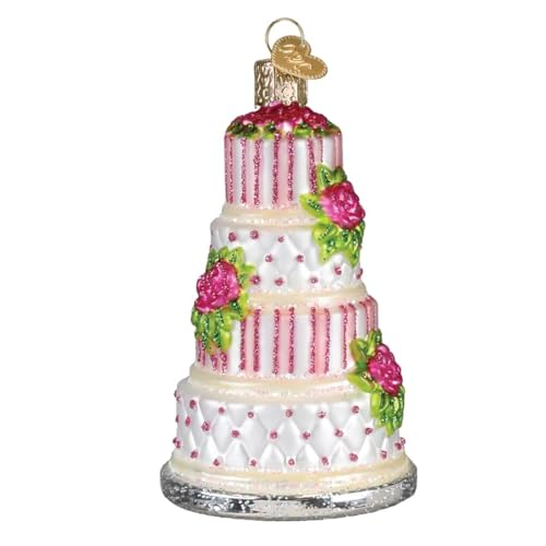 Old World Christmas Elegant Wedding Cake Glass Blown Ornament for