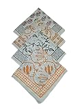 Cotton 4 Pack Bandana for Women and Men Hand Block Print Bandanas, Bohemian Style Neck Scarf, Boho Soft Bandana (Design-4)