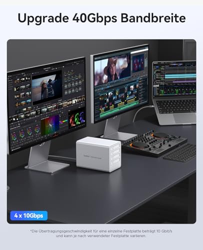 ORICO Alloggiamento per Dischi Rigidi RAID 40Gbps SSD NVMe M.2 All-Flash 4 Bay 2.5 SSD NVMe M.2 Docking Station Alloggiamento con Ventola Disco Rigido Esterno Fino a 32TB per Editing Video 4K/8K - Immagine 1