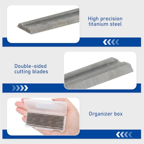 Reversible Electric Planer Blades, 10Pcs 82mm HSS Carbide Planer Knifes with Two Cutting Edges Precision Ground Woodworking Machinery Part Replacements for Makita Black & Decker Bosch DeWalt Trend 3 Reversible Electric Planer Blades, 10Pcs 82mm HSS Carbide Planer Knifes with Two Cutting Edges Precision Ground Woodworking Machinery Part Replacements for Makita Black & Decker Bosch DeWalt Trend - Image 3