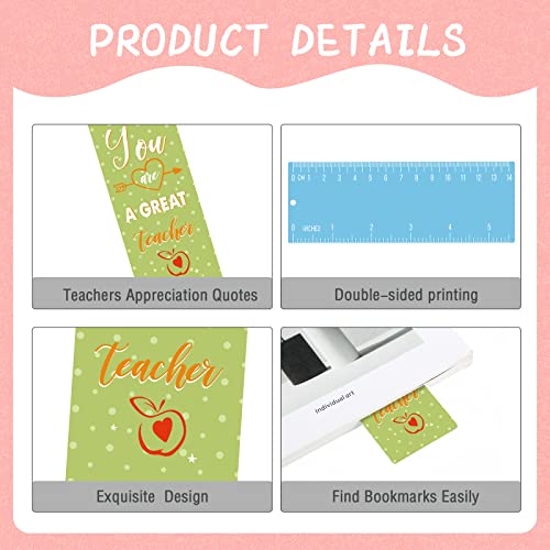120 Pack Teacher Bookmarks Teacher Appreciation Gifts in Bulk Thank You Gifts from Students Christmas Teacher Gifts Graduation Gift Back to School Gift for Teachers Party Favors Classroom Reading by Chinco - Image 6