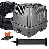 AquaMiracle Pond Aeration Kit Koi Pond Aerator Pond Air Pump for Pond 2000-5000 Gallons Pond Deicer All-in-One Pond Aeration System with Self-Sinking Airline Flow Control Rubber Air Diffuser