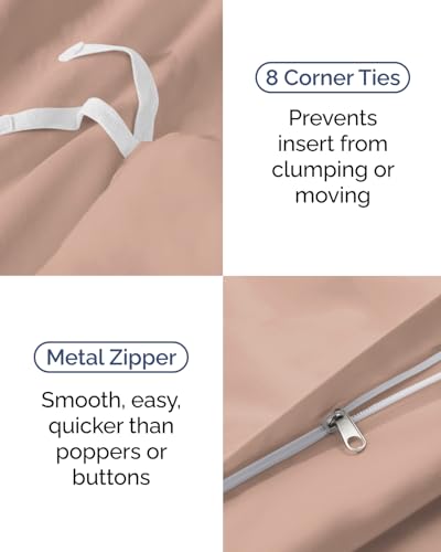 Image of Duvet Cover Twin /Twin XL Size Set - Extra Soft Twin /Twin XL Duvet Cover 68 inch x 90 inch with 1 Pillow Sham for Women, Men, Kids & Teens - Comfy, Easy-Care & Fade Free with Zipper Closures and Ties (Mauve)
