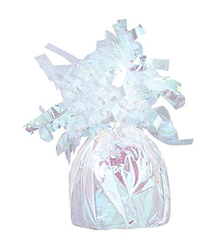 Image of Unique Foil Fringe Foil Balloon Weight | Iridescent | 1 Pc, 4.5 inch x 2.25 inch