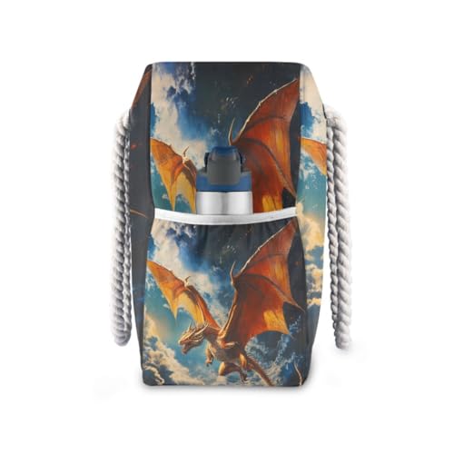 ALAZA Dragon Sky Cloud Animal Large Beach Bag Shoulder Swim Tote Bag for Gym Travel Women3