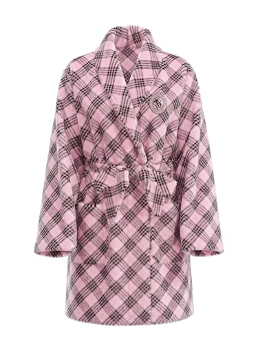 Victoria's Secret Short Cozy Robe Color Plaid Pink New