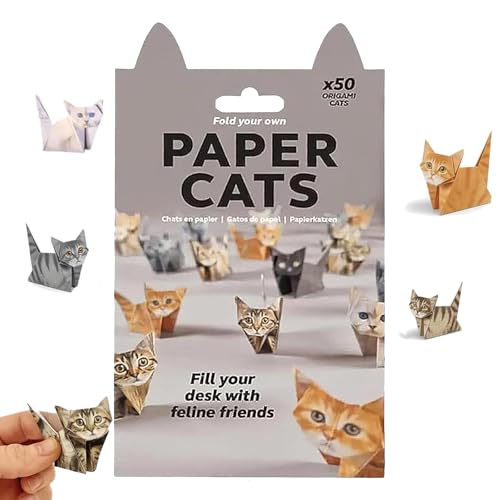 50 Sheets DIY Paper Cats Origami Kit Origami Kit Adults Cat Origami Kit for Kids and Adults Animal Lovers Mini Creative Crafts Gifts Decorations Set
