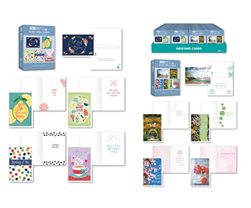 20 Count Boxed Cards w/Envelopes - Bulk Get Well Greeting Cards w/Sentiments Written Inside. Envelopes Included - 4" x 6" Size