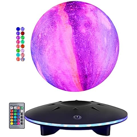 Levitating Moon Lamp Galaxy Light, Spinning 3D Moon Light, Magnetic Floating Lunar Lamp, 16 Colors LED Globe Lamps Night Lights Room Decor, Office Desk Tech Gadgets, Christmas Gift Cover