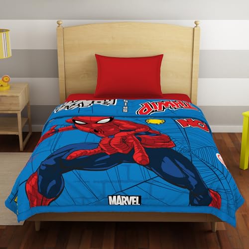 Image of Welspun Spider-Man AC Blanket for Kid | 300 GSM Duvets for Single Bed | Anti- Pilling & Skin Safe Dohar Single Bed, Diwali Gifts | (60 inch X 87 inch Inches) - Red