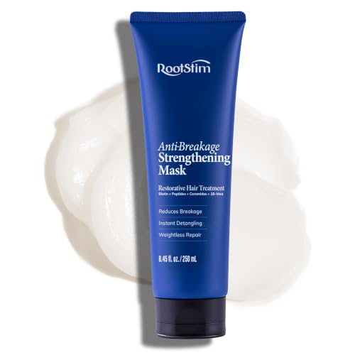 RootStim Keratin Peptide Ceramide Hair Mask — Bond Repair Strengthening Treatment with 18-MEA, Biotin & Rosemary for Damaged, Color-Treated, Heat-Styled & Curly Hair — 8.45 fl oz Real Volume & Value