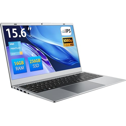 Image of Silver 15.6 inch FHD Laptop Computer 16GB RAM 256GB SSD | Pentium 6500Y (Up to 3.4GHz) | Privacy Shutter Webcam | HDMI WiFi 5 BT5.0 | MicroSD Storage Expansion | For Office Home Study