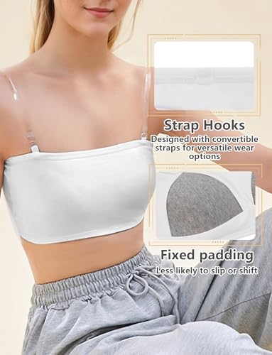 Happy Cherry Girls Bandeau Bra Strapless Invisible Strap Tranining Bra with Removable Pads2