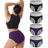 IGOLUMON Incontinence Underwear for Women, Period Panties Leak-Proof Underwear for Postpartum, Bladder Control, Reusable High Waisted Cotton Briefs 4 Pack