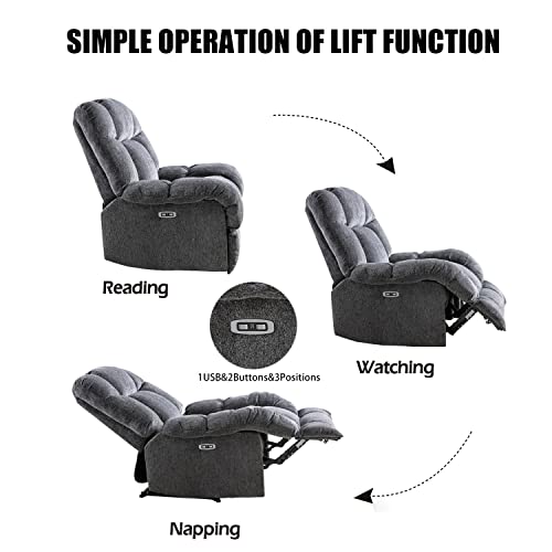 Inzoy Electric Power Recliner Chairs With Usb Charge Port, Electric Reclining Recliner With Upholstered Seat, Overstuffed Reclining Sofa Recliner For Living Room Bedroom (Dark Grey) #TOP4
