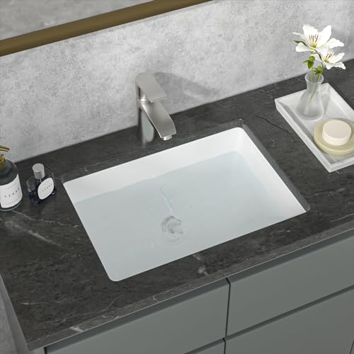 Pia de banheiro com montagem inferior – Pia retangular Sarlai 50,8 x 38,1 cm Pia embaixo moderna de