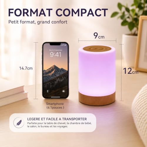 Lampe Chevet LED RGB tactile USB rechargeable M2 Auxmir