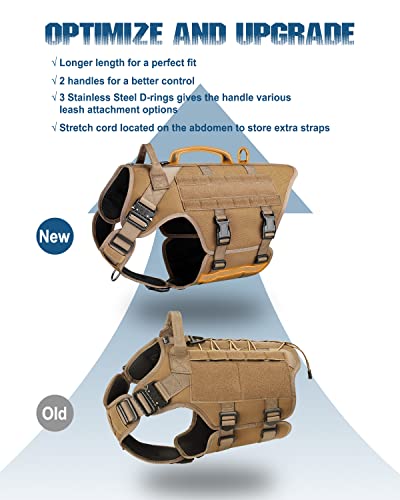 Image of Tactical Dog Harness - PETNANNY Service Dog Vest for Large Dogs Fully Body Coverage in Training Dog Harness with 2 Reflective Dog Patches, Handle, Hook and Loop Panels, Dog MOLLE Vest (Khaki, M) | Service dog vest with hook loop panel, MOLLE, handle, no pull design for K9 training & daily walks, ideal no pull harness
