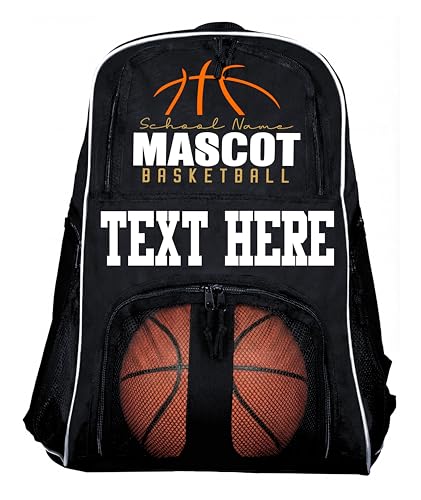 all about me company Personalized Basketball Backpack with Ball Holder – Custom Name Team Basketball Bag for Youth & Teen Players, School, Practice & Games