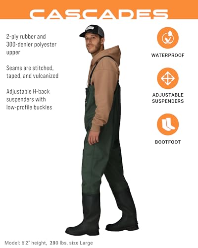 Image of FROGG TOGGS Cascades 2-ply Poly /Rubber Waterproof Fishing Bootfoot Chest Wader for Fishing