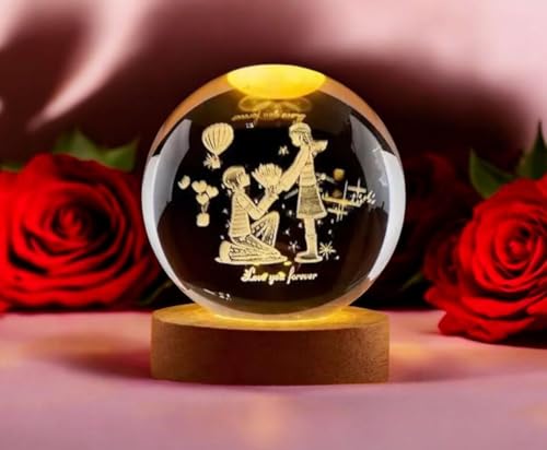 Chocozone Crystal Ball Led Night Light, 2.4Inch Glass Ball Night ...