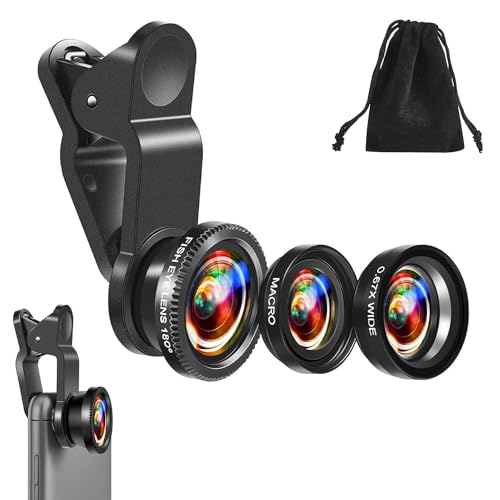 Phone Camera Lens, Phone Camera Lens Kit, 3 in 1 Phone Camera Lens, Universal Fish Eye Lens + Wide-Angle Lens + Macro Clip Camera Lens Kit for Smartphone Phone Camera Lens, Phone Camera Lens Kit, 3 in 1 Phone Camera Lens, Universal Fish Eye Lens + Wide-Angle Lens + Macro Clip Camera Lens Kit for Smartphone