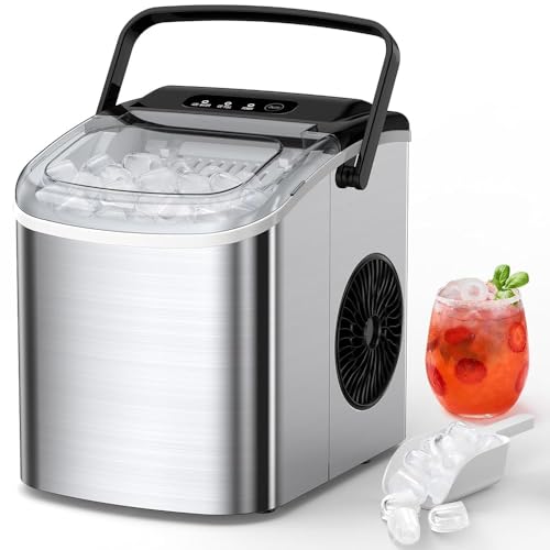 Electactic Stainless Steel Countertop Ice Maker, 26.5Lbs per Day, 9 Cubes Ready in 6-8 Mins...