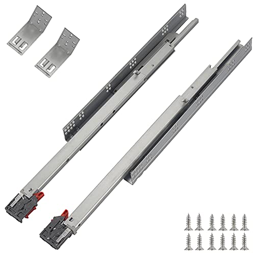 Full Extension Undermount Drawer Slides 18 inch (1 Pair) Soft Close Concealed Drawer Runners Come with Mounting Screws and Brackets