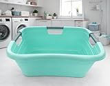 25 Liter Wäschewanne Wäschekorb ergonomisch Griffen Kunststoff Pastell Türkis