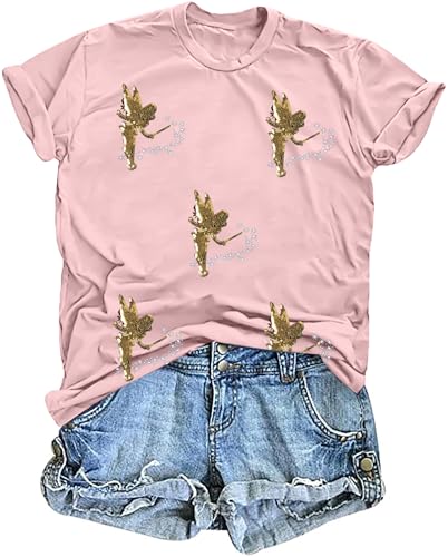 Image of Magical Shirt for Women Magic Princess Sequin Top Vacation Holiday Short Sleeve Top Graphic Tshirt
