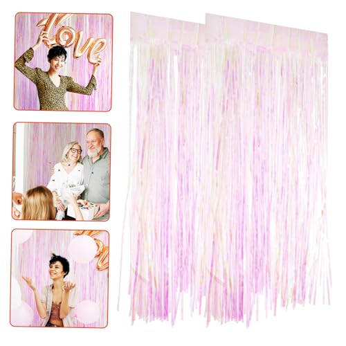 TINEASUR 2pcs Colorful Tinsel Streamer Backdrop Curtains for Kindergarten Party Background Accessory for Festivals Events and Photo Booths