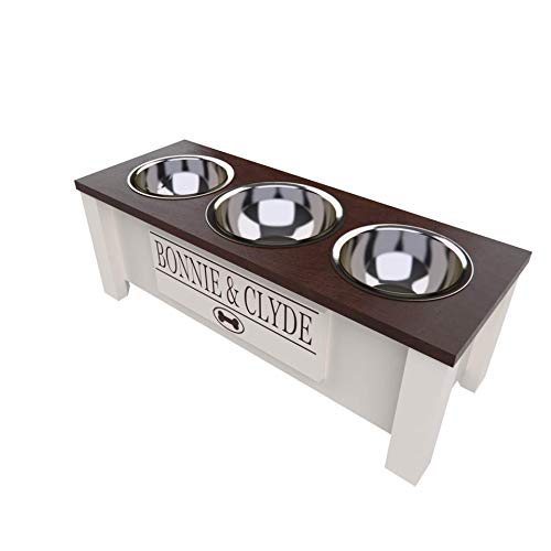 GrooveThis Woodshop - Personalized Elevated Triple Dog Bowl Stand for Large, Medium, Small, X-Small Dogs - 3 Stainless… - Image 3