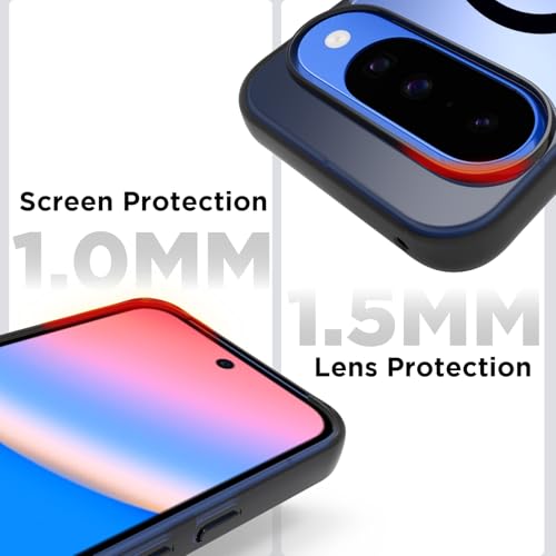 Image of RIGGEAR Shockproof Clear Hybrid Armor Magnetic Back Cover Case Compatible with MagSafe Accessories for Google Pixel 10 / Pixel 10 Pro (Clear-Black Bumper and Transparent PC)(Black MagRing)