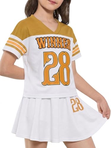 Image of PureChapter Tween Girls 2 Piece Outfits Short Sleeve Tops and Pleated Skirt Set, Cute Pleated Skirt for Girls Size 7-14