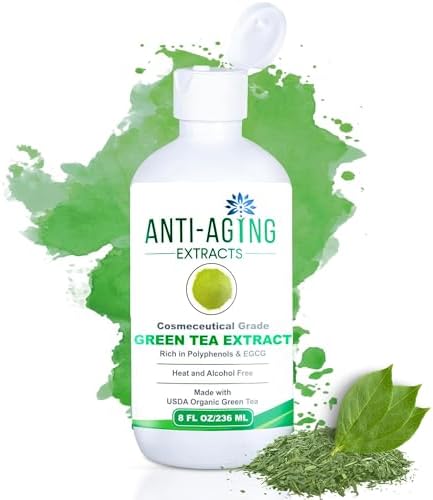 Pure Green Tea Extract for Skin and Hair – Cold-Processed Antioxidant, Polyphenol & EGCG Serum with USDA Organic Leaves – Natural - Alcohol-Free - 8 fl oz
