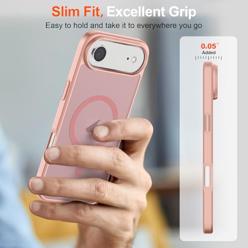 Image of SUPFINE Magnetic for iPhone Air Case (Compatible with MagSafe)(Military Grade Drop Protection) Slim Translucent Matte Shockproof with Anti-Fingerprint Phone Cover for 17 Air,Pink