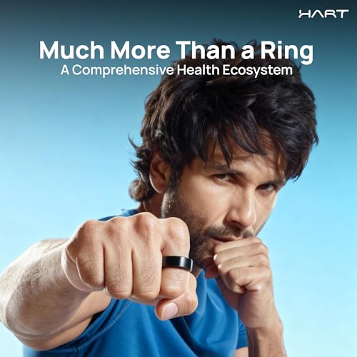 Image of HART X2 Smart Ring, 8+ Days Battery, Fitness Tracker for Sleep, Recovery, Stress, Workout, Live Heartrate, Calories, Smart Ring for Men & Women,Buy Sizing Kit First, Titanium (Gunmetal Black,12)