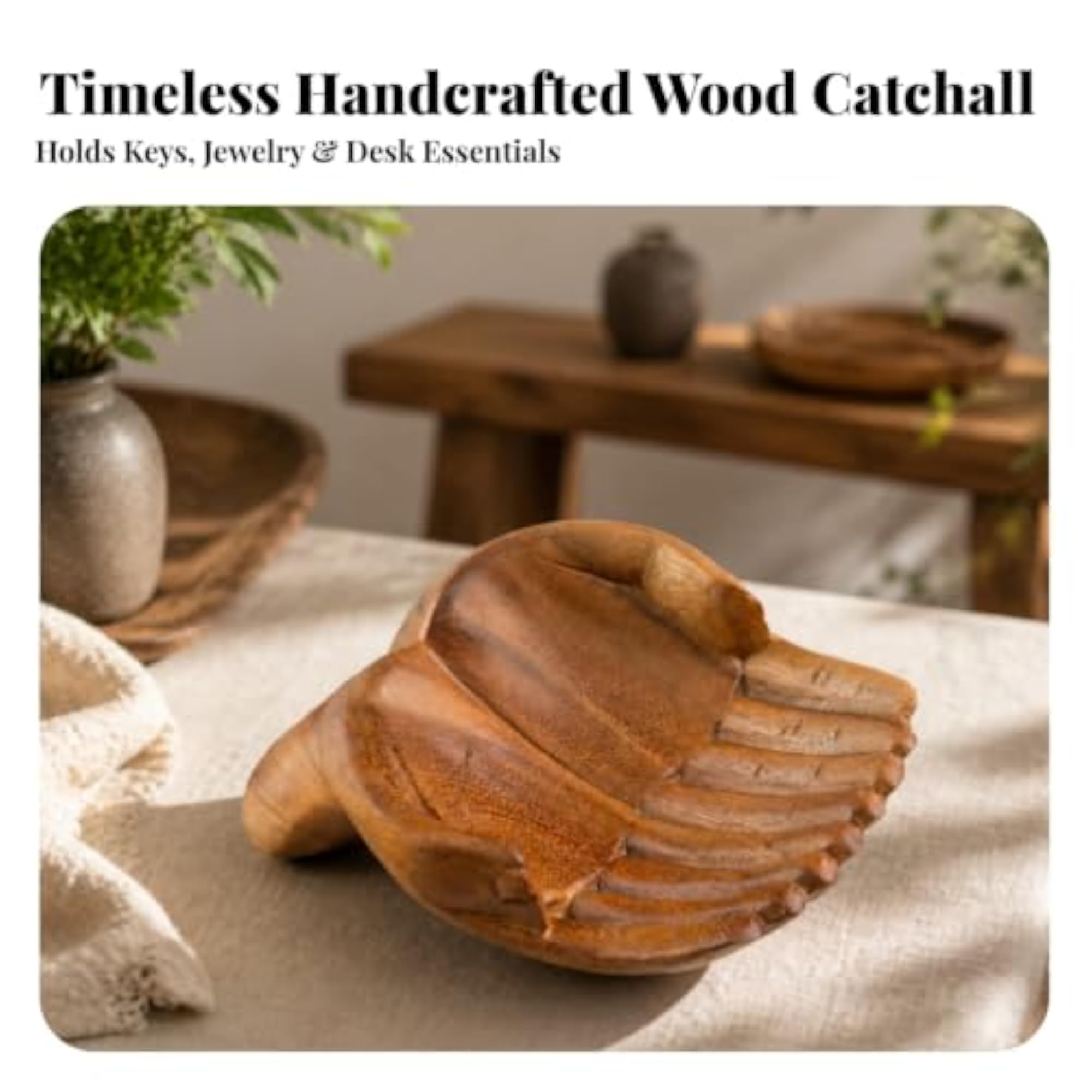 Polished Buddha Hand Decorative Tray Artisan Catchall Dish