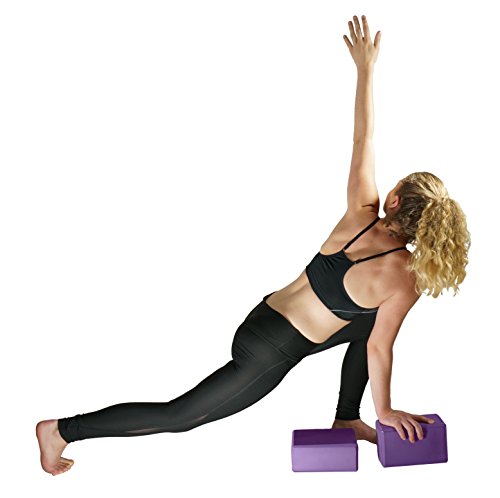 Dimok Yoga Blocks And Strap Set - Foam Bricks 9X6X4 And 8Ft Yoga Belt Metal D-Ring - High Density Premium Quality (Purple) #TOP3
