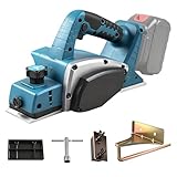 bumxca 電動カンナ 充電式かんな 【マキタ 互換品】 ブラシレスモーター 【750W高出力 15000RPM 切削幅82mm 0-2mm切削深さ調整可能】 V溝設計 充電式カンナ 電動かんな マキタ 18Vバッテリー対応 コードレス 振動低減 低騒音 小型 安全スイッチ付き 人間工学ハンドル付き 平面削り/相じゃくり/面取り加工 木工工具 日本語取扱説明書 【本体のみ バッテリー別売り】