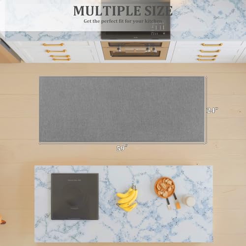 Pauwer Non Slip Kitchen Rugs, Machine Washable Soft Kitchen Mat, Light Grey - image 2