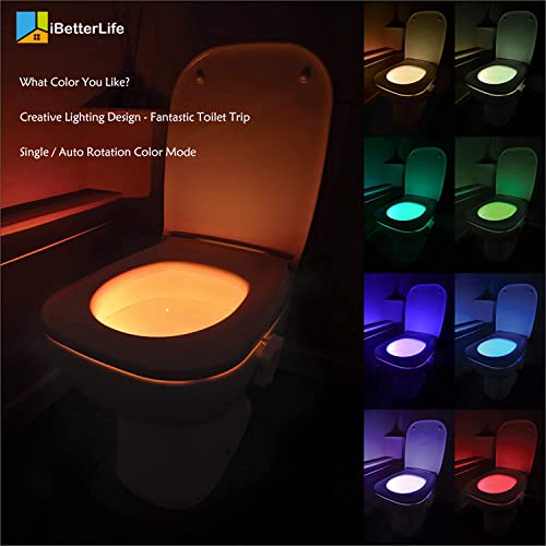 Image of Toilet Light with Motion Activated Sensor - 2Pack The Original 8 Color Changing LED Inside Toilet Bowl Night Light for Bathroom Decor - Cool Stuff, Funny Gifts for Kids Dad Teen Boys Girls Men Women