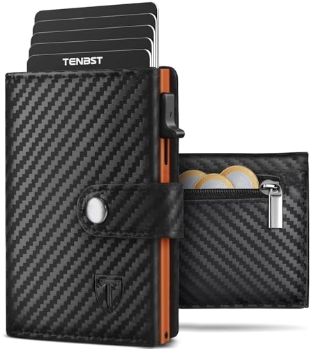 TENBST Geldbörse Herren mit Münzfach & RFID Schutz, Slim Wallet Kartenetui Klein, Portmonee Geldbeutel Herren, 10 Fächer für Kreditkarten Kreditkartenetui (Schwarz- orange) TENBST Geldbörse Herren mit Münzfach & RFID Schutz, Slim Wallet Kartenetui Klein, Portmonee Geldbeutel Herren, 10 Fächer für Kreditkarten Kreditkartenetui (Schwarz- orange)