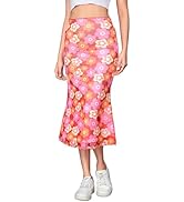 Verdusa Women's Lettuce Trim High Waist Mesh Fishtail Bodycon Long Skirt