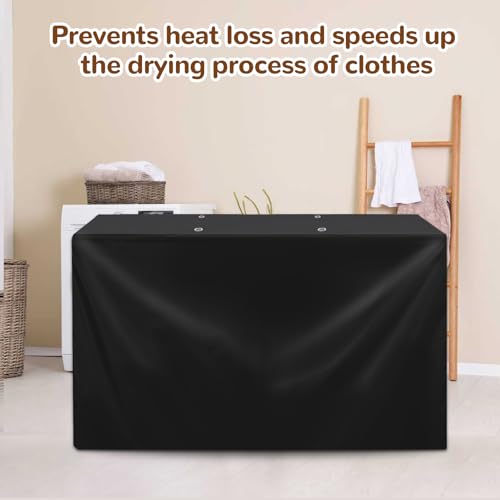 Povxlum Extended mopping Heated Airer Cover Groundlevel Winged Heated Clothes Airer Drying Cover Clothes Drying Rack Cover Fit with Winged Heated Airer, Heated Clothes Airer Cover Only (Black) - Image 6